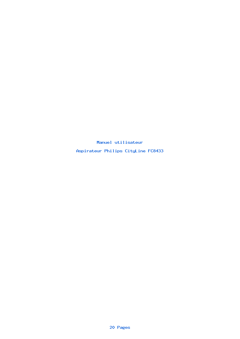Page 1 de la notice Manuel utilisateur Philips CityLine FC8433