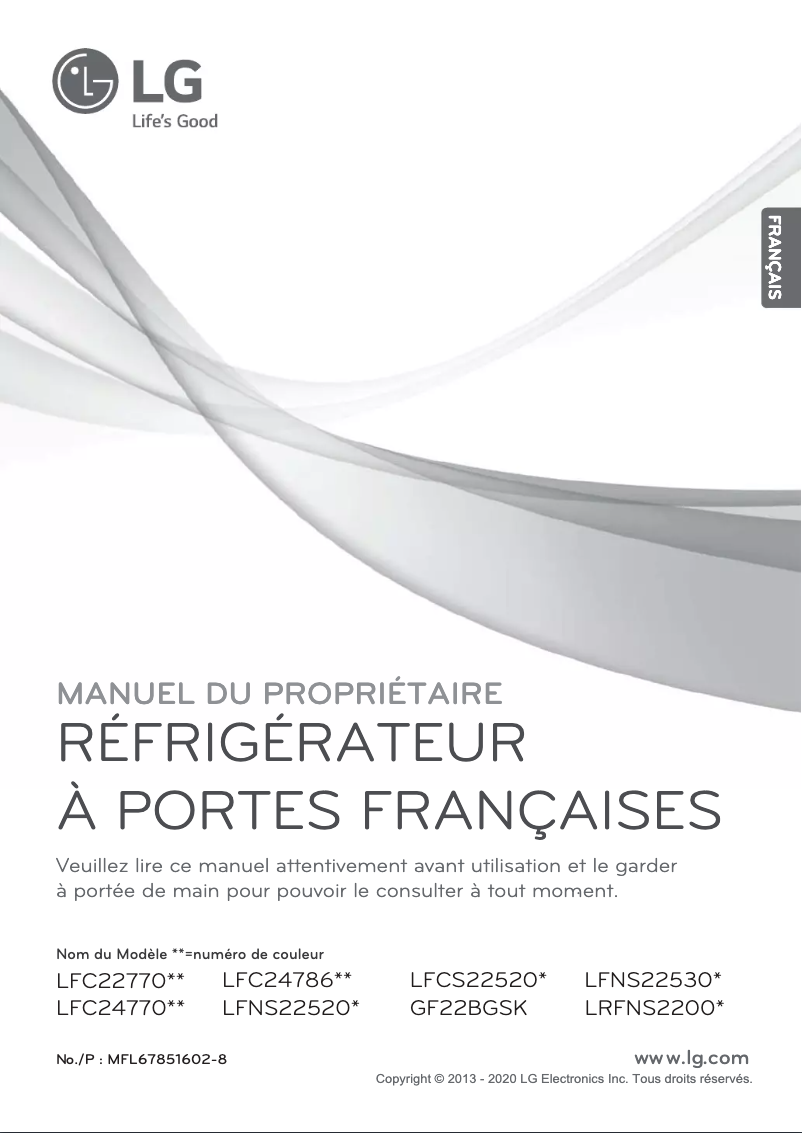 Page 1 de la notice Manuel utilisateur LG LFC24786ST