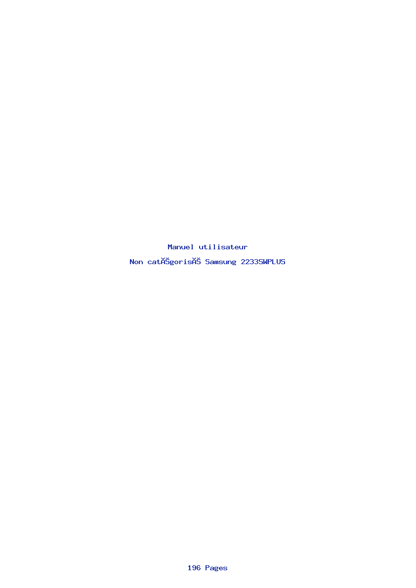 Page 1 de la notice Manuel utilisateur Samsung 2233SWPLUS