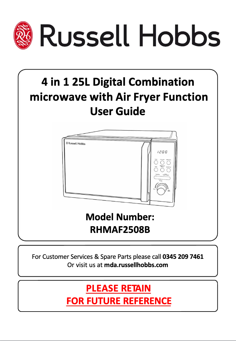 Page 1 de la notice Manuel utilisateur Russell Hobbs RHMAF2508B