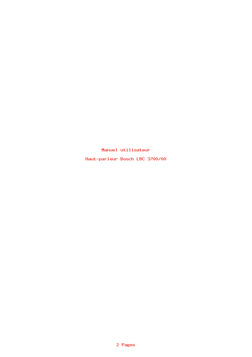 Page 1 de la notice Manuel utilisateur Bosch LBC 3700/00