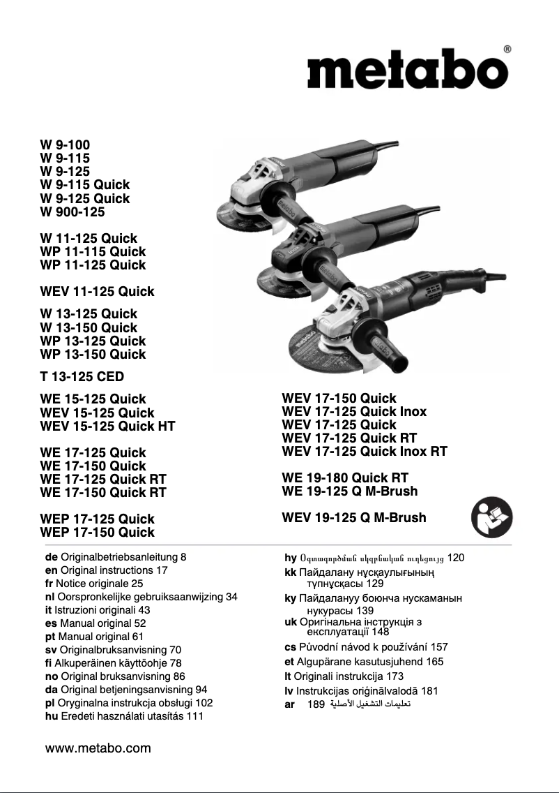 Page 1 de la notice Manuel utilisateur Metabo T 13-125 Set Tuck