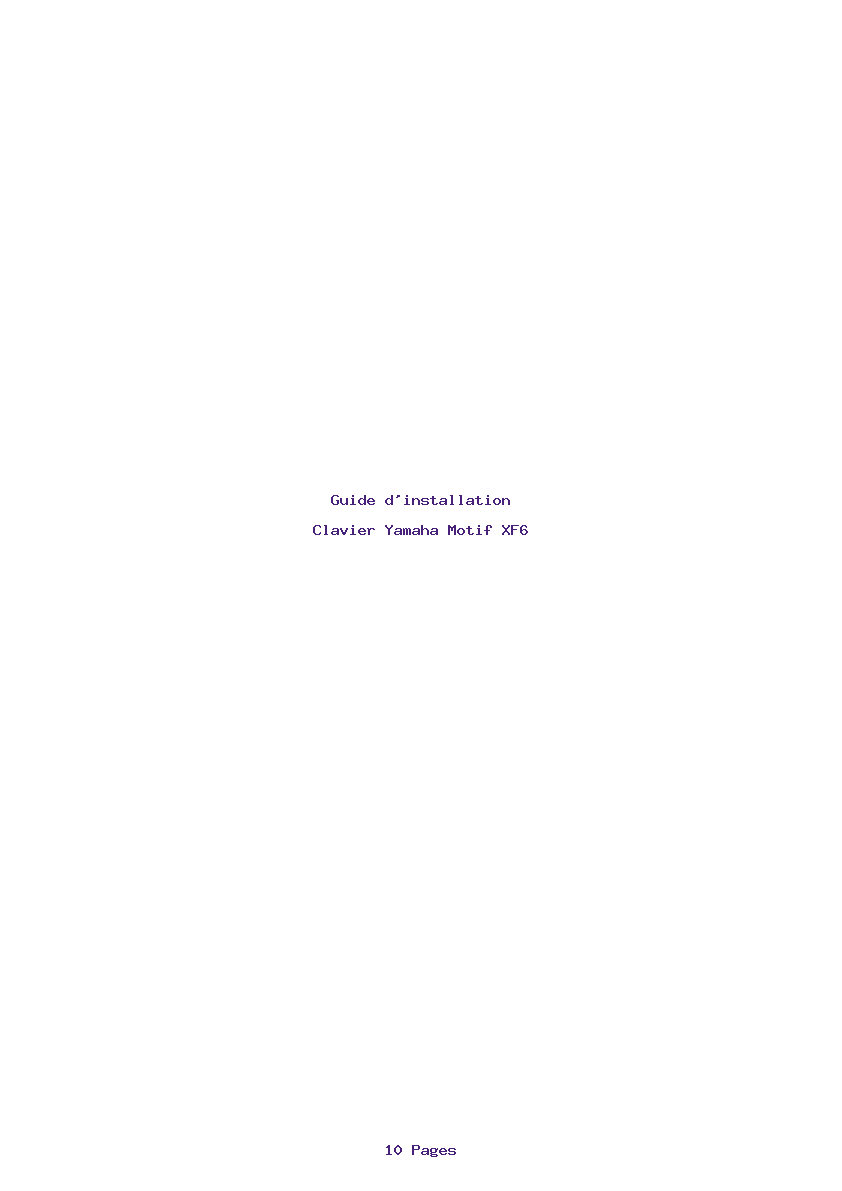 Page 1 de la notice Guide d'installation Yamaha Motif XF6