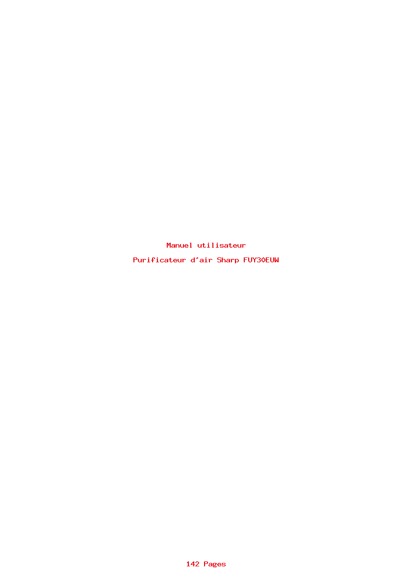 Page 1 de la notice Manuel utilisateur Sharp FUY30EUW