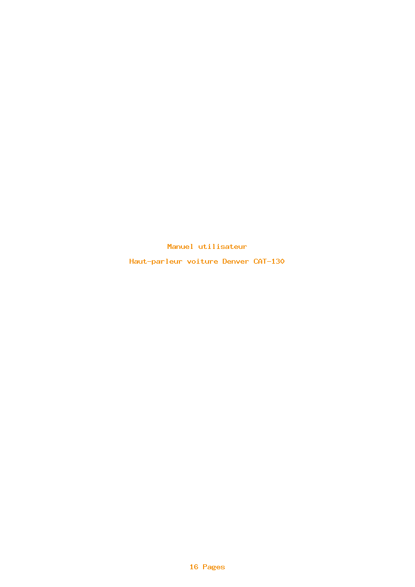 Page 1 de la notice Manuel utilisateur Denver CAT-130