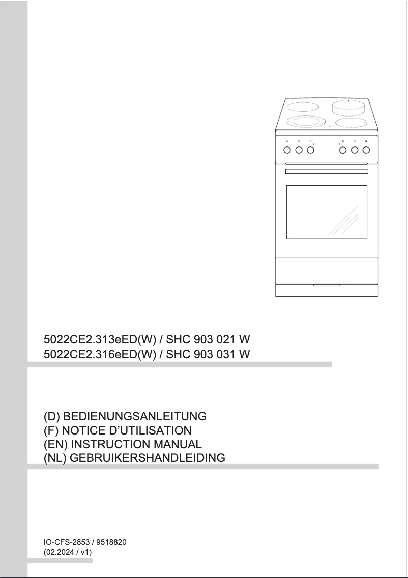 Page 1 de la notice Manuel utilisateur Amica SHC 903 021 W