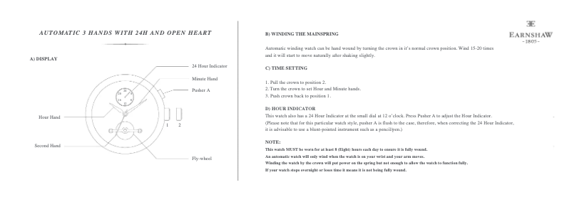 Page 1 de la notice Manuel utilisateur Earnshaw Westminster ES-8042-01