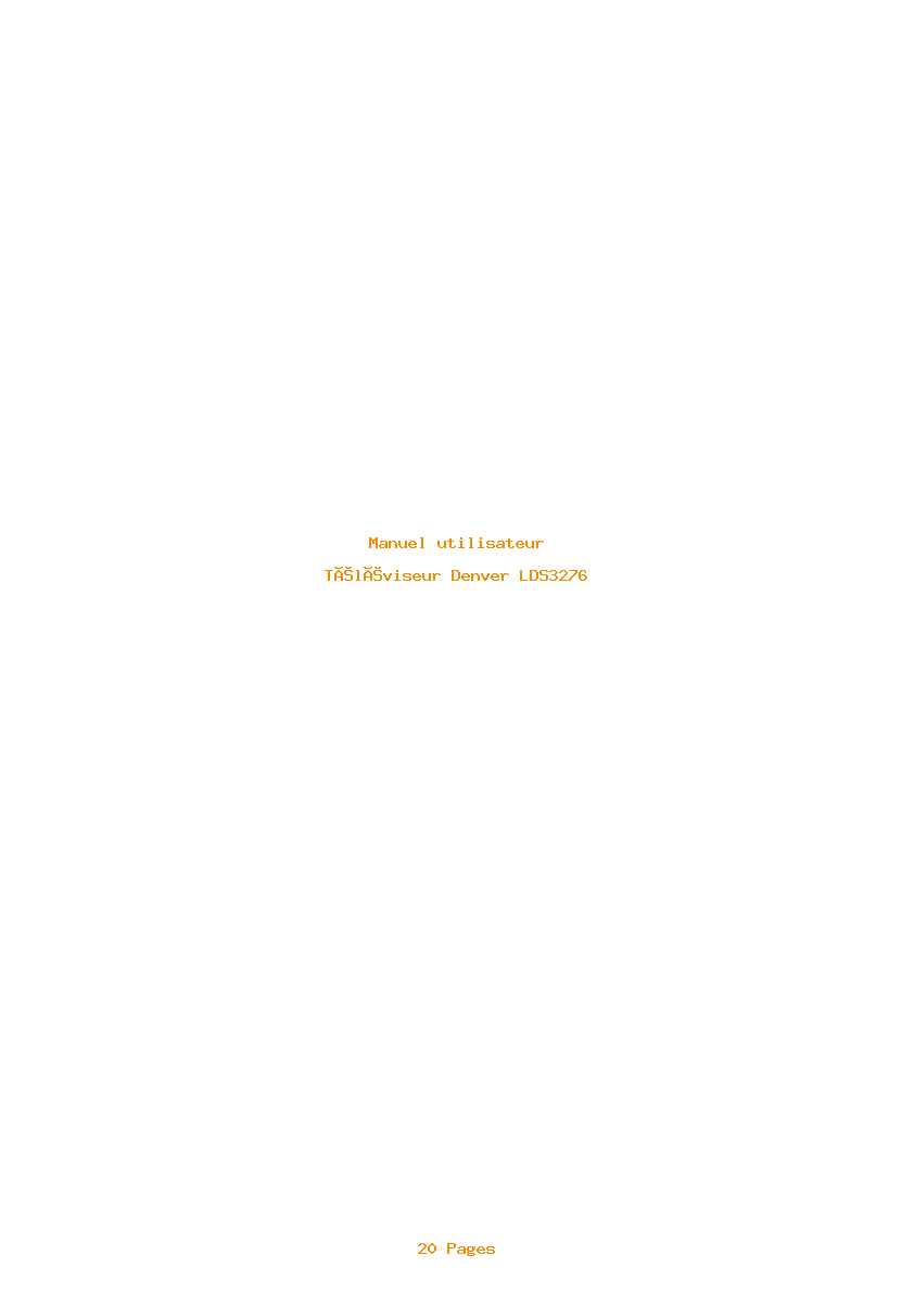 Page 1 de la notice Manuel utilisateur Denver LDS3276