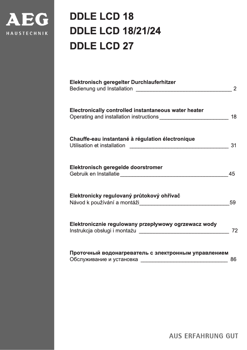 Página 1 del manual Manual de usuario AEG DDLE LCD 24