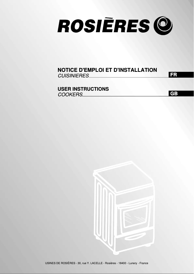 Page 1 de la notice Manuel utilisateur Rosieres RCG6920RB