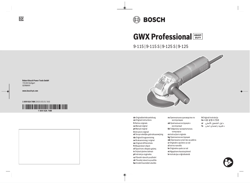 Page 1 of the manual User Manual Bosch GWX 9-115 S Professional