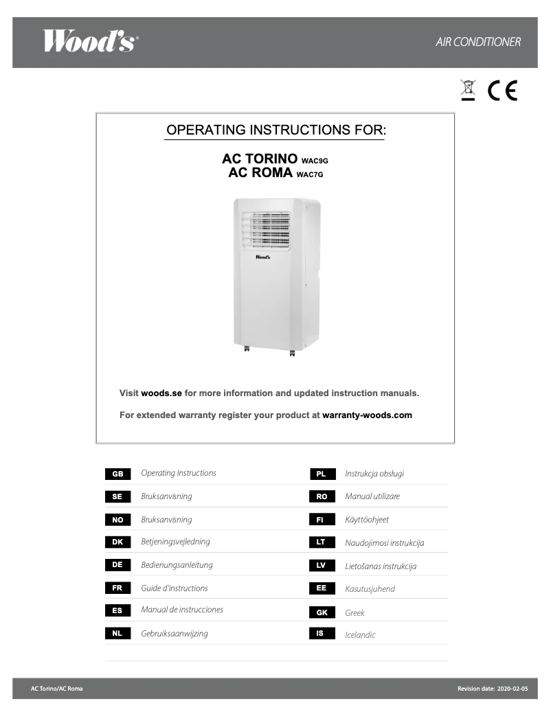 Página 1 del manual Manual de usuario Wood's Roma