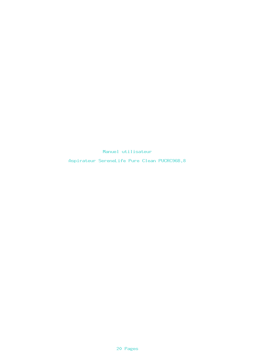 Page 1 de la notice Manuel utilisateur SereneLife Pure Clean PUCRC96B.8