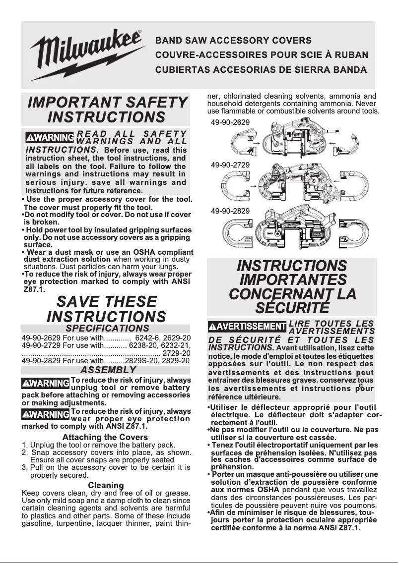 Page 1 de la notice Manuel utilisateur Milwaukee 49-90-2629