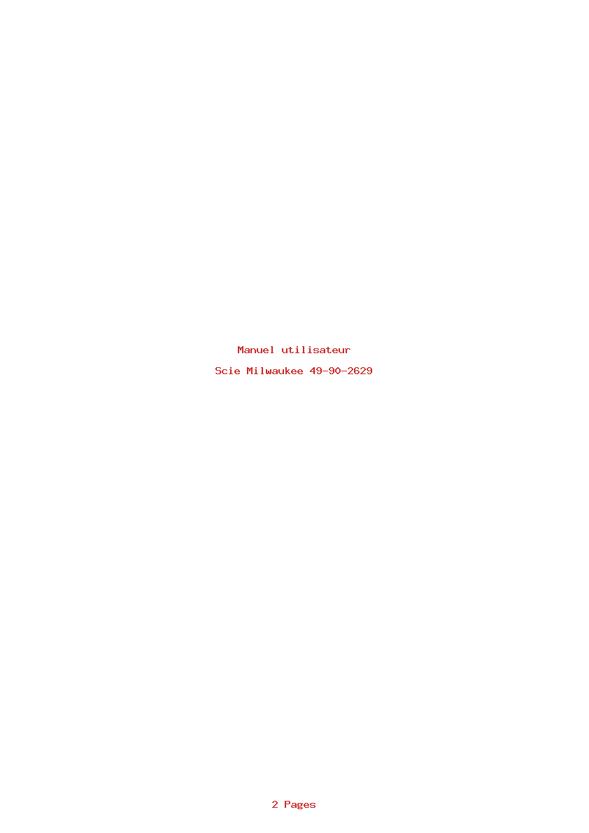 Page 1 de la notice Manuel utilisateur Milwaukee 49-90-2629