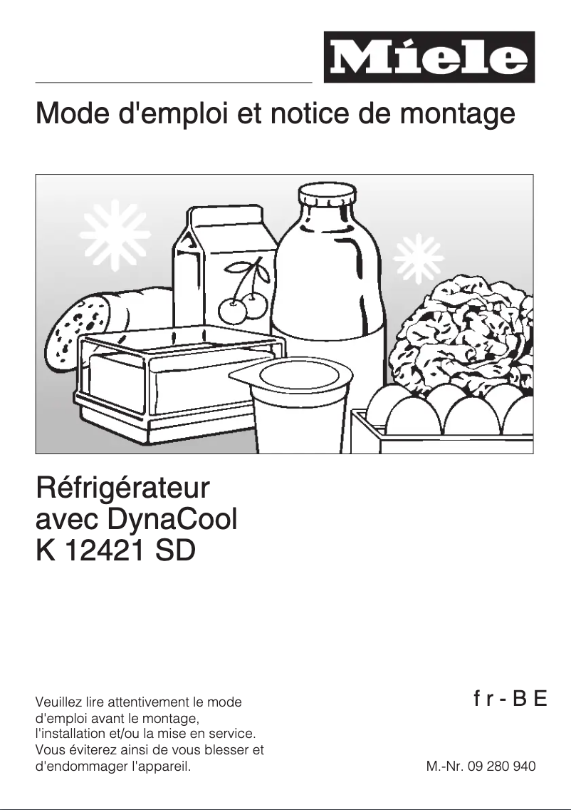 Page 1 de la notice Manuel utilisateur Miele K 12421 SD