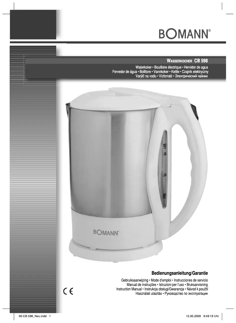 Page 1 de la notice Manuel utilisateur Bomann CB 598