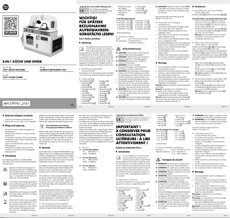 Page 1 de la notice Manuel utilisateur Playtive HG07848