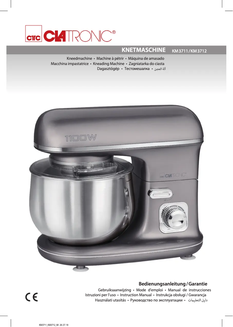 Page 1 de la notice Manuel utilisateur Clatronic KM 3711