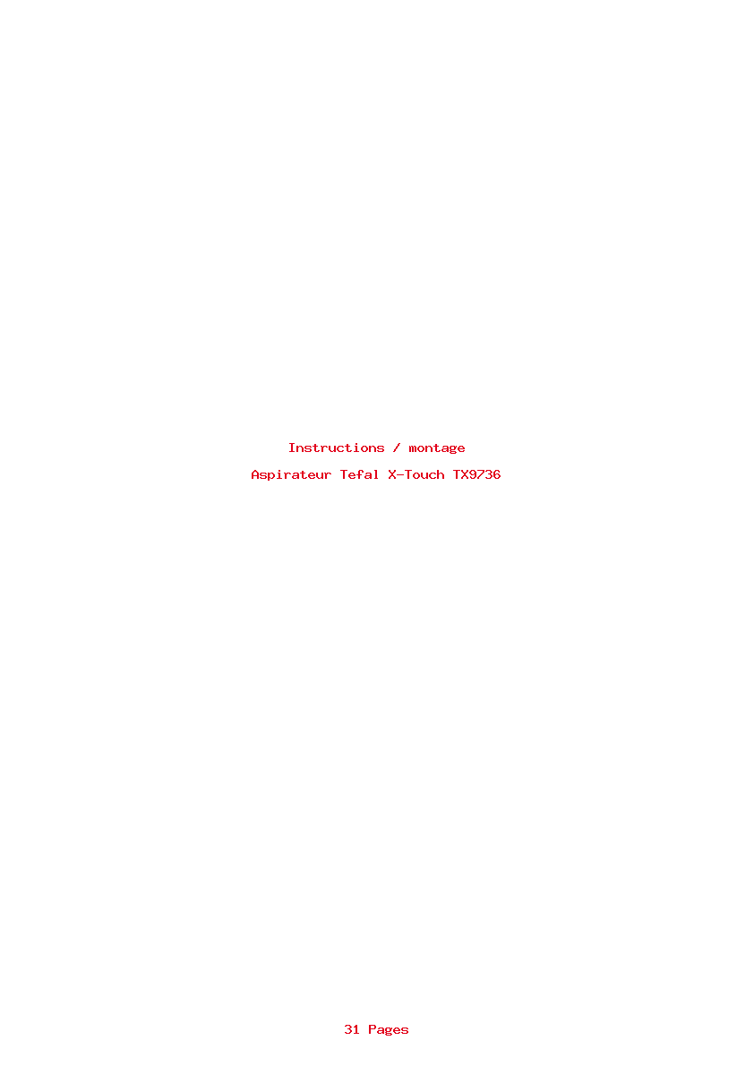 Page 1 de la notice Instructions / montage Tefal X-Touch TX9736