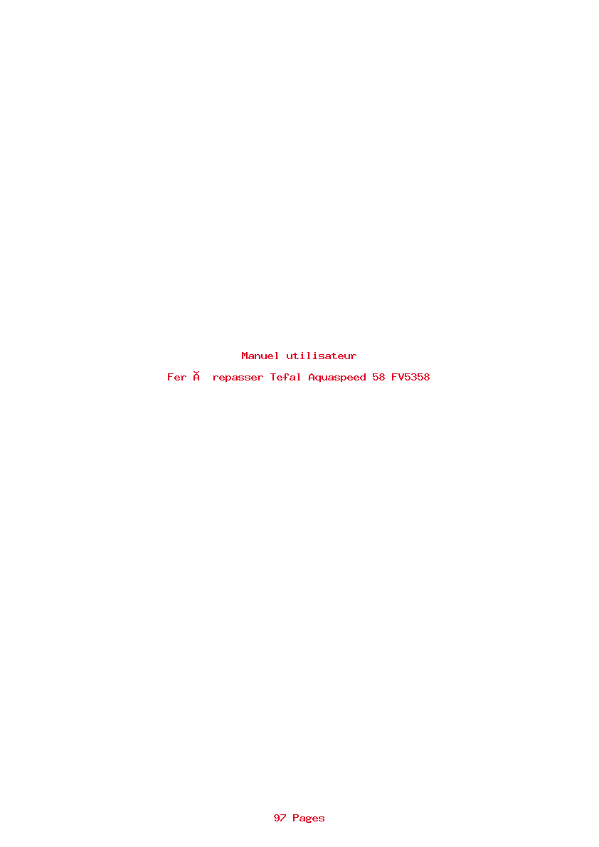Page 1 de la notice Manuel utilisateur Tefal Aquaspeed 58 FV5358