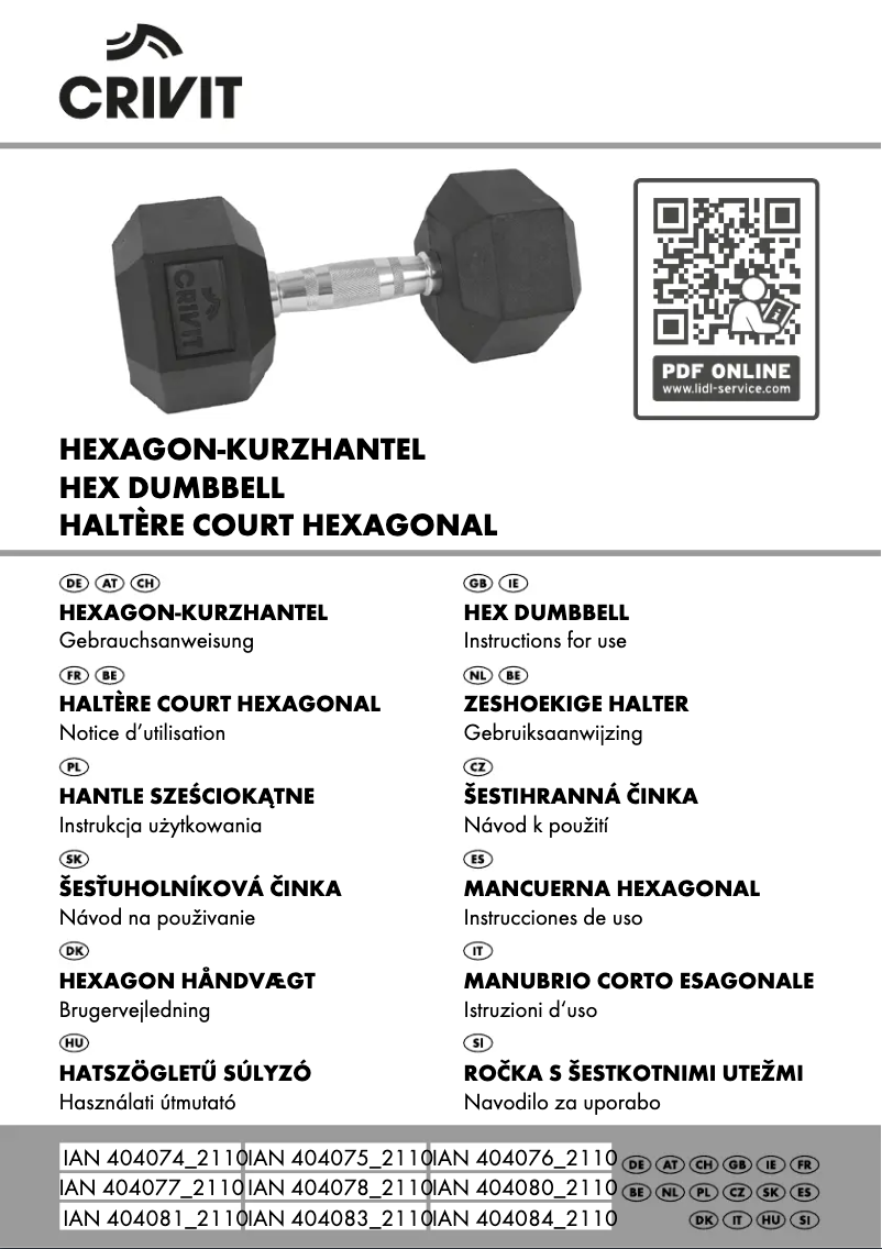 Page 1 de la notice Manuel utilisateur Crivit IAN 404081