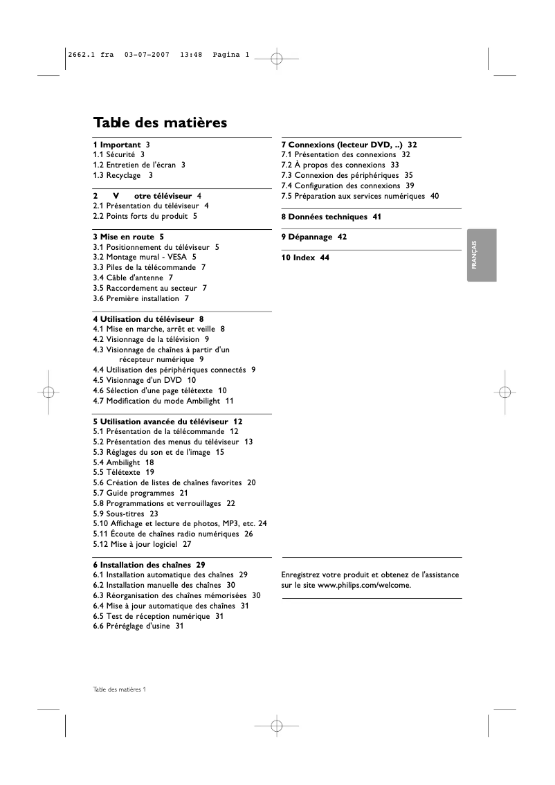 Page n°1 - Manuel utilisateur Philips Cineos 37PFL9642D