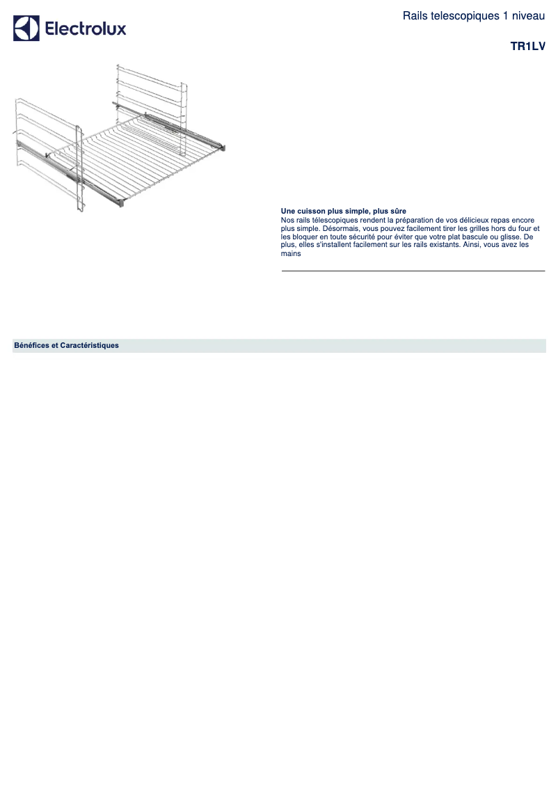 Página 1 del manual Ficha técnica Electrolux TR1LV