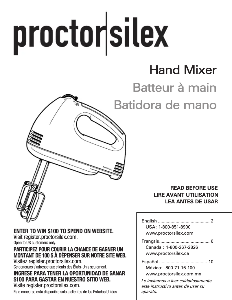 Page 1 of the manual User Manual Proctor Silex 62515PS