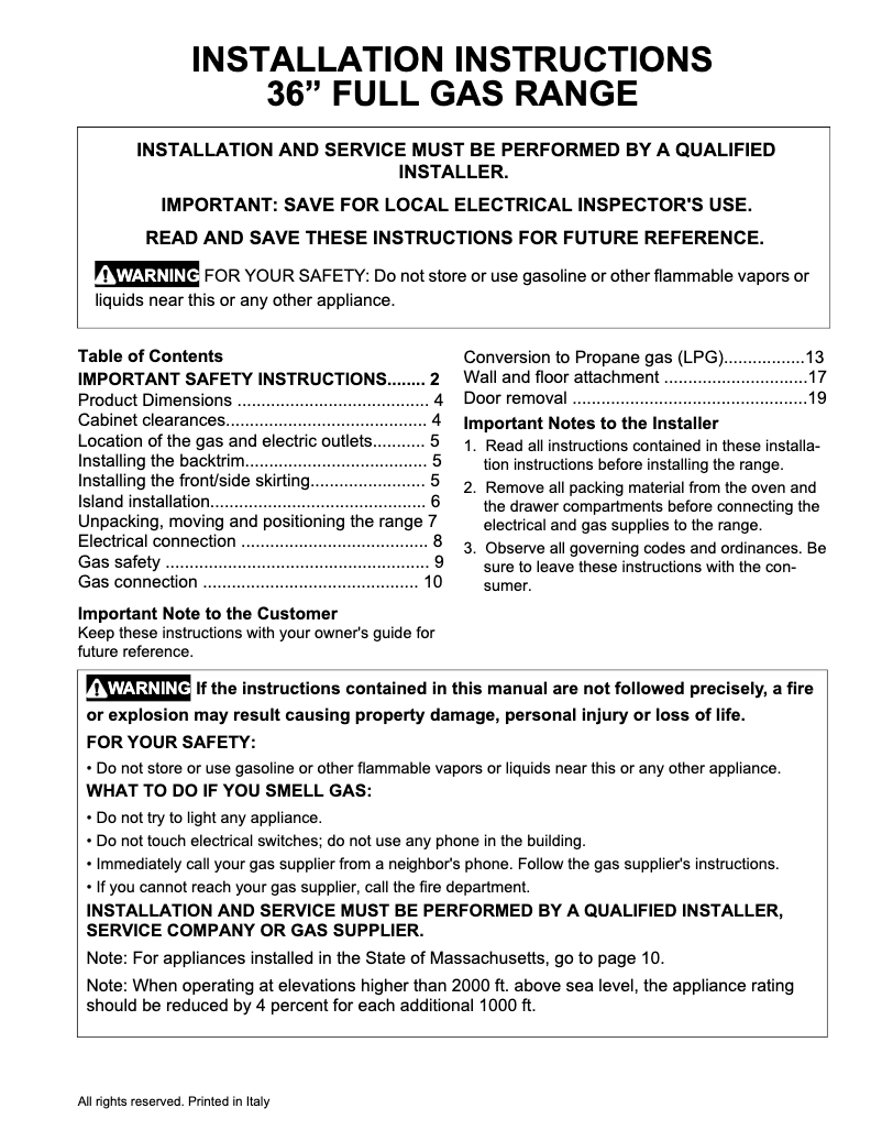 Page 1 de la notice Guide d'installation Electrolux ECFG3668AS