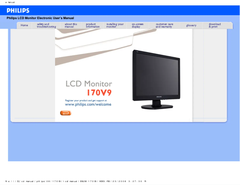 Page n°1 - Manuel utilisateur Philips 170V9FB