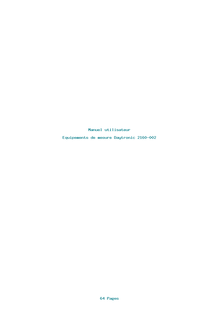 Page 1 de la notice Manuel utilisateur Daytronic 2160-002