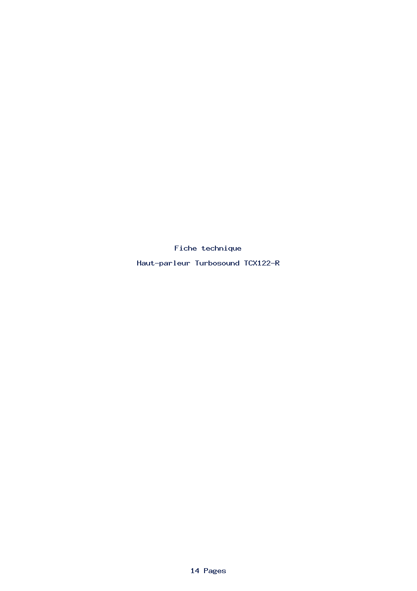 Page 1 de la notice Fiche technique Turbosound TCX122-R