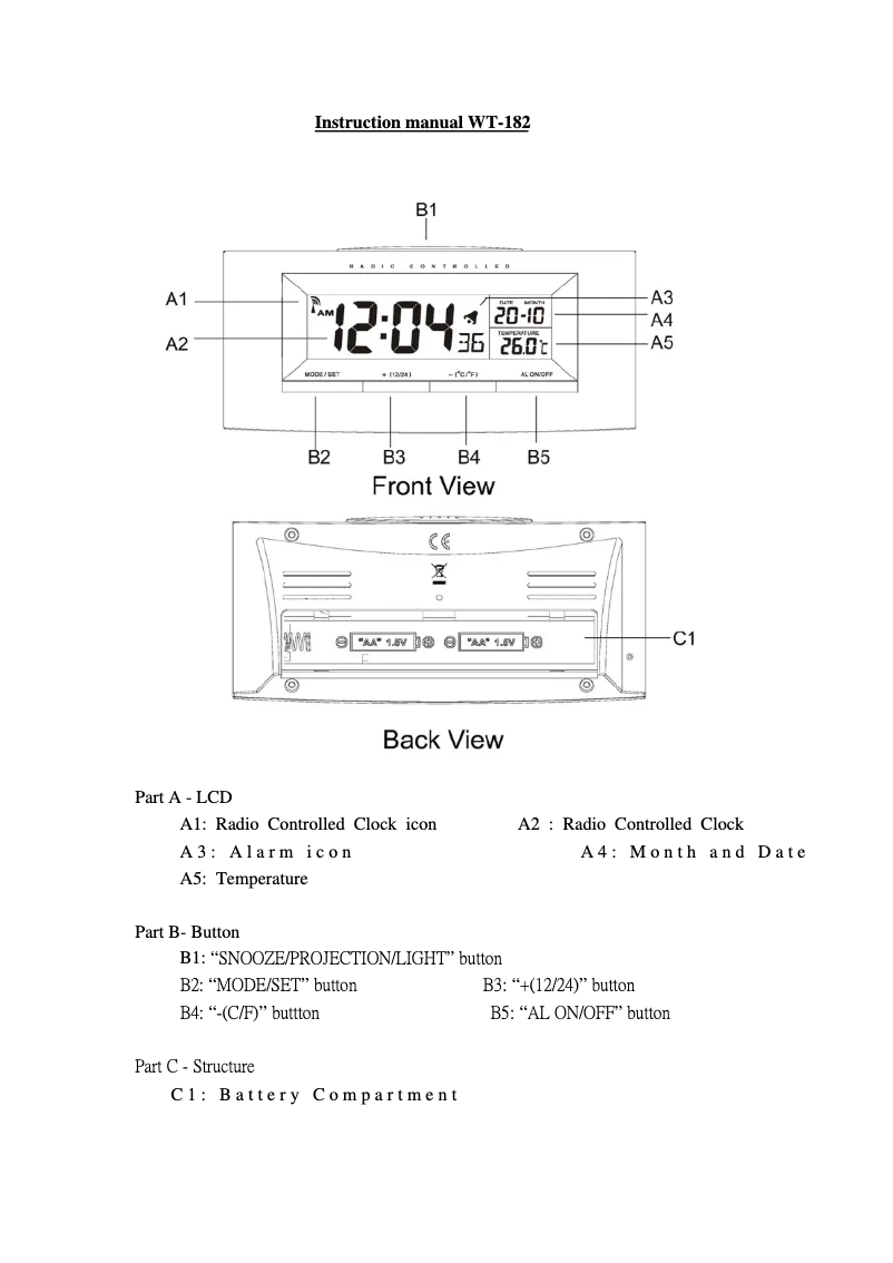 Page 1 de la notice Manuel utilisateur La Crosse Technology WT182