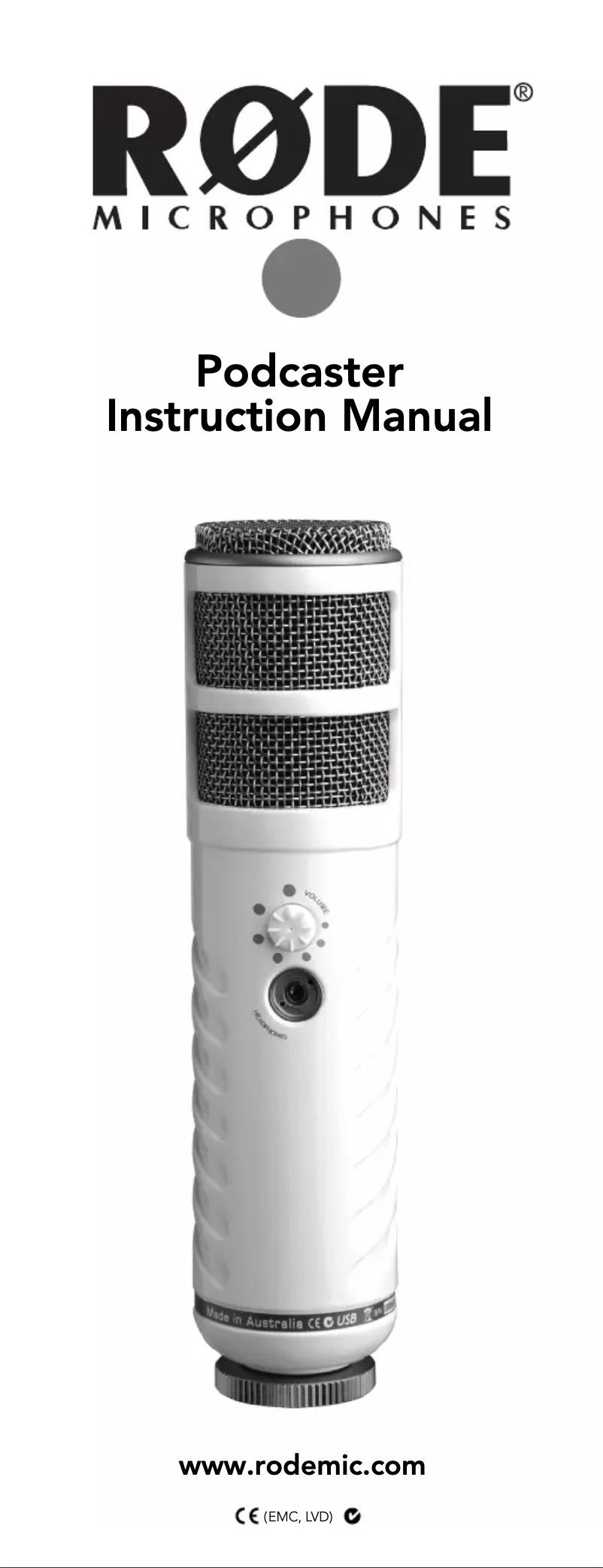 Page 1 de la notice Manuel utilisateur Røde Podcaster