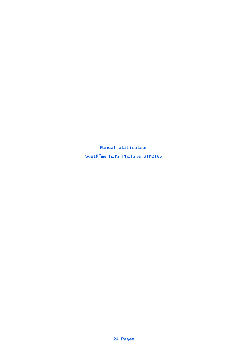 Page 1 de la notice Manuel utilisateur Philips BTM2185