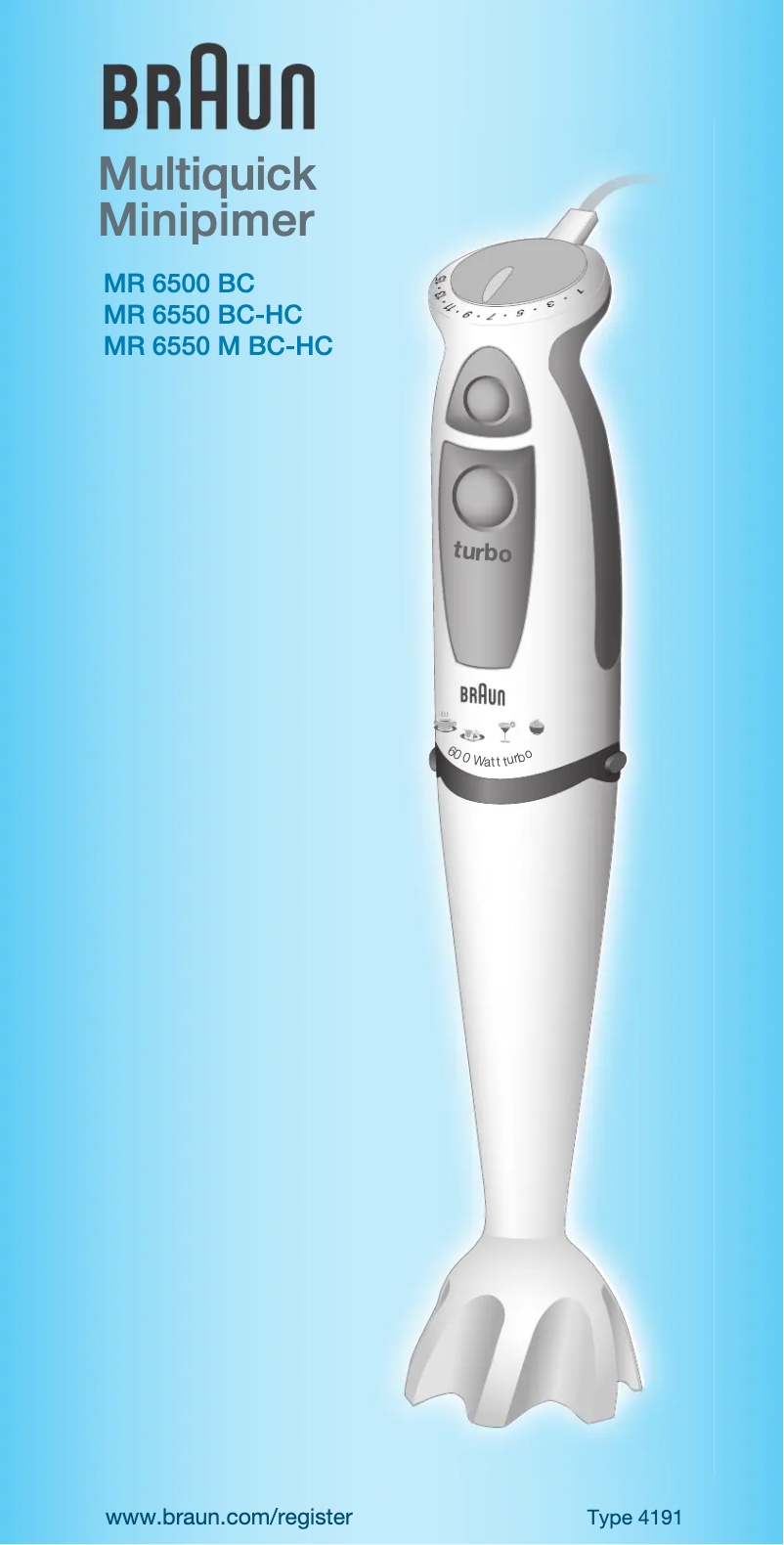 Page 1 de la notice Manuel utilisateur Braun Multiquick MR 6550 M BCHC