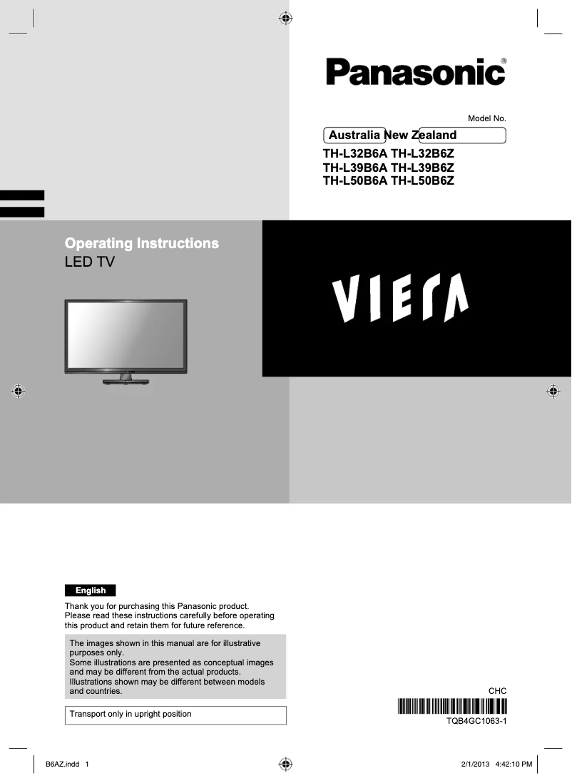 Page 1 de la notice Manuel utilisateur Panasonic TH-L50B6A