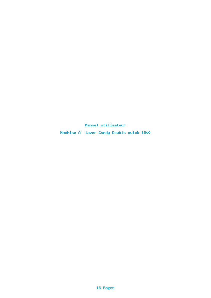 Page 1 de la notice Manuel utilisateur Candy Double quick 1500