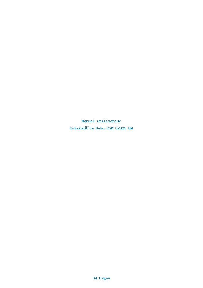 Page 1 de la notice Manuel utilisateur Beko CSM 62321 DW