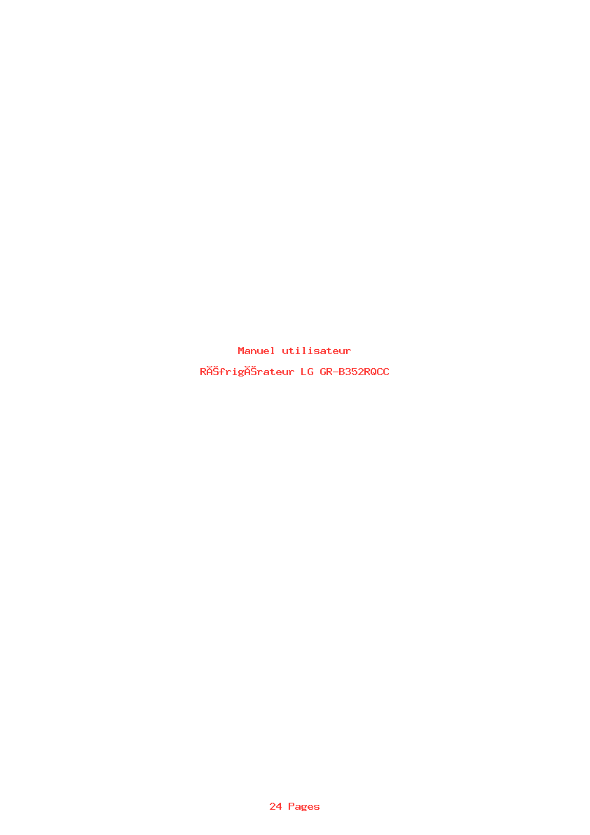Page 1 de la notice Manuel utilisateur LG GR-B352RQCC