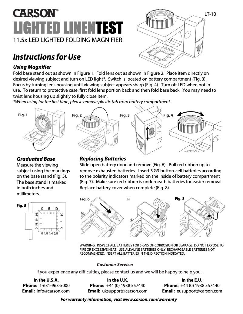 Page 1 de la notice Manuel utilisateur Carson LT-10