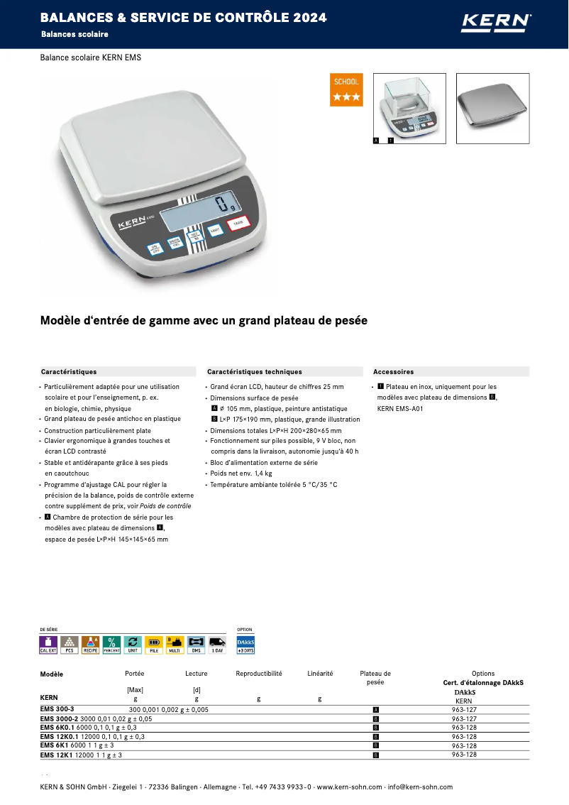 Page 1 de la notice Brochure Kern EMS 300-3