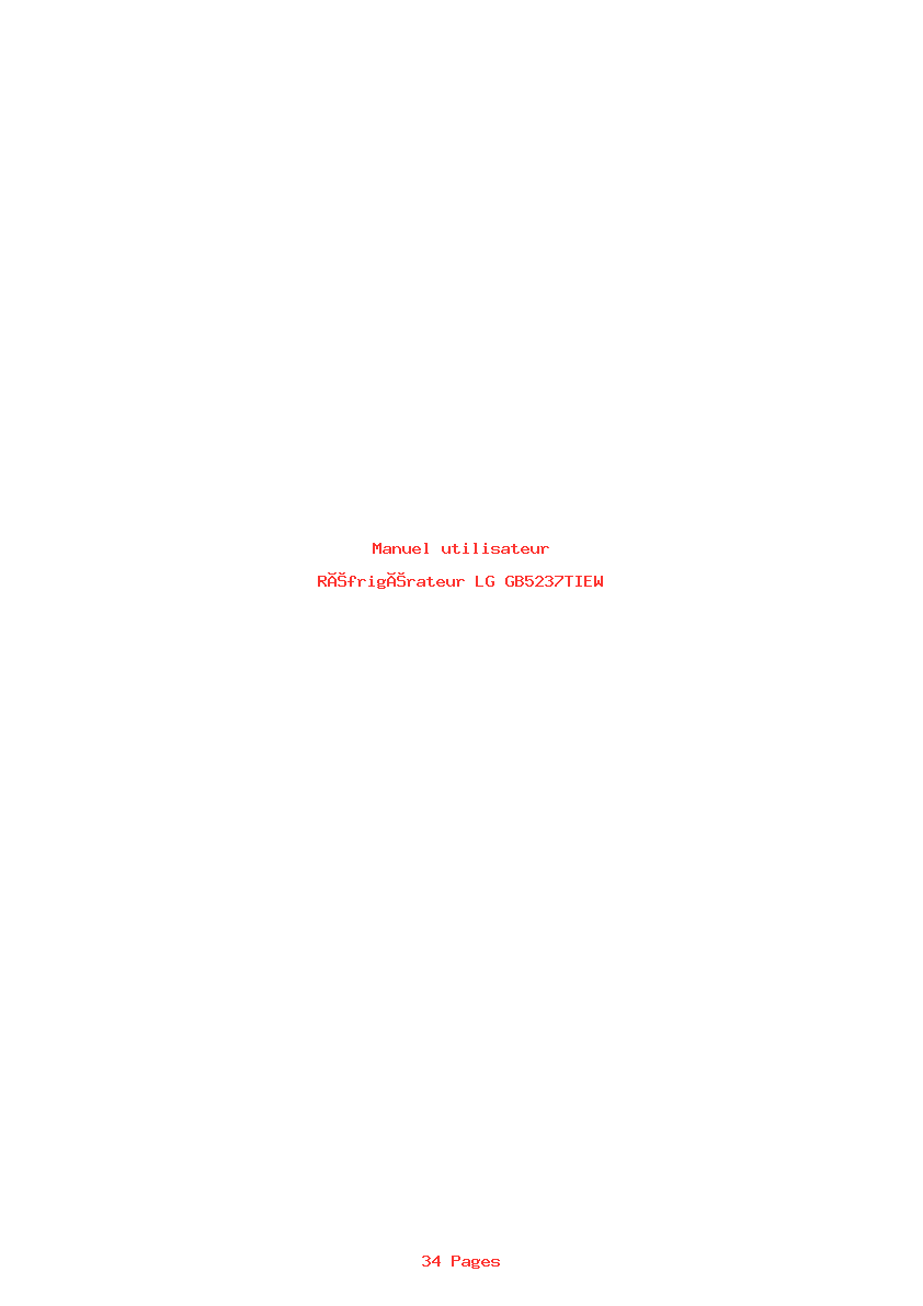 Page 1 de la notice Manuel utilisateur LG GB5237TIEW
