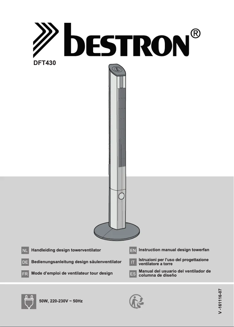 Page 1 de la notice Manuel utilisateur Bestron DFT430