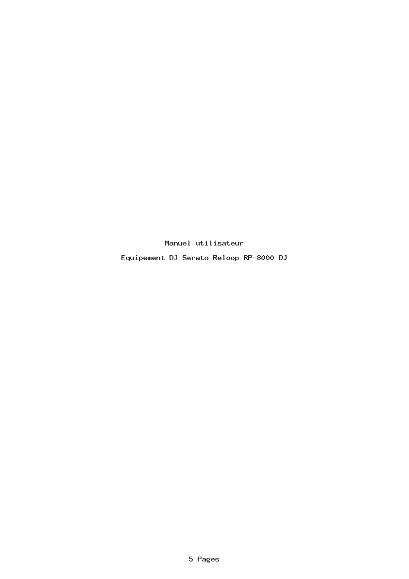 Page 1 de la notice Manuel utilisateur Serato Reloop RP-8000 DJ