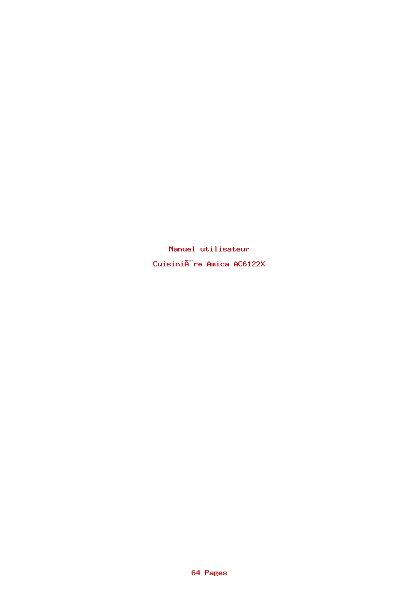 Page 1 de la notice Manuel utilisateur Amica AC6122X