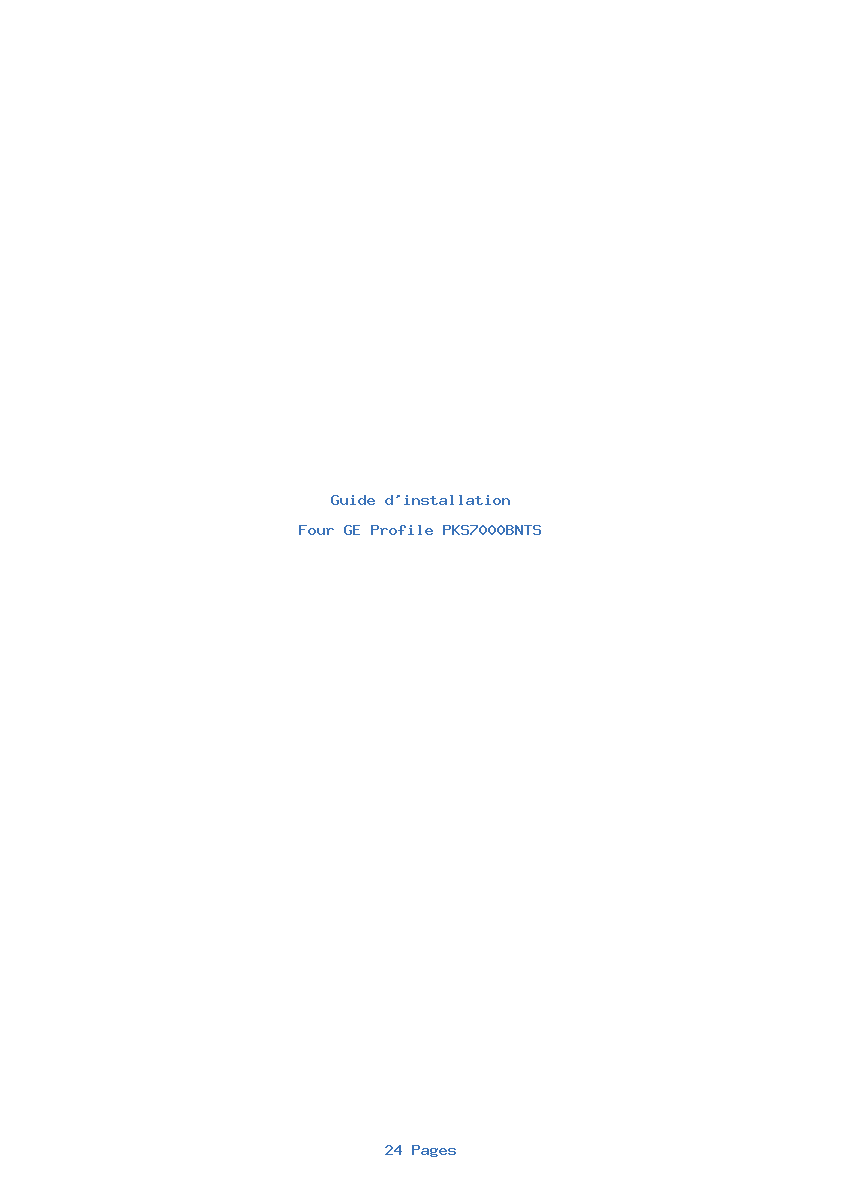 Page 1 de la notice Guide d'installation GE Profile PKS7000BNTS