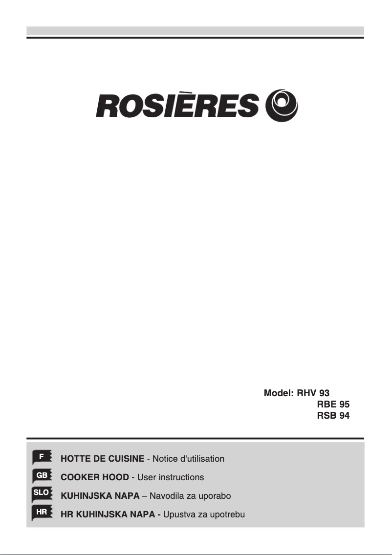 Page 1 de la notice Manuel utilisateur Rosieres RBS 94/1 IN