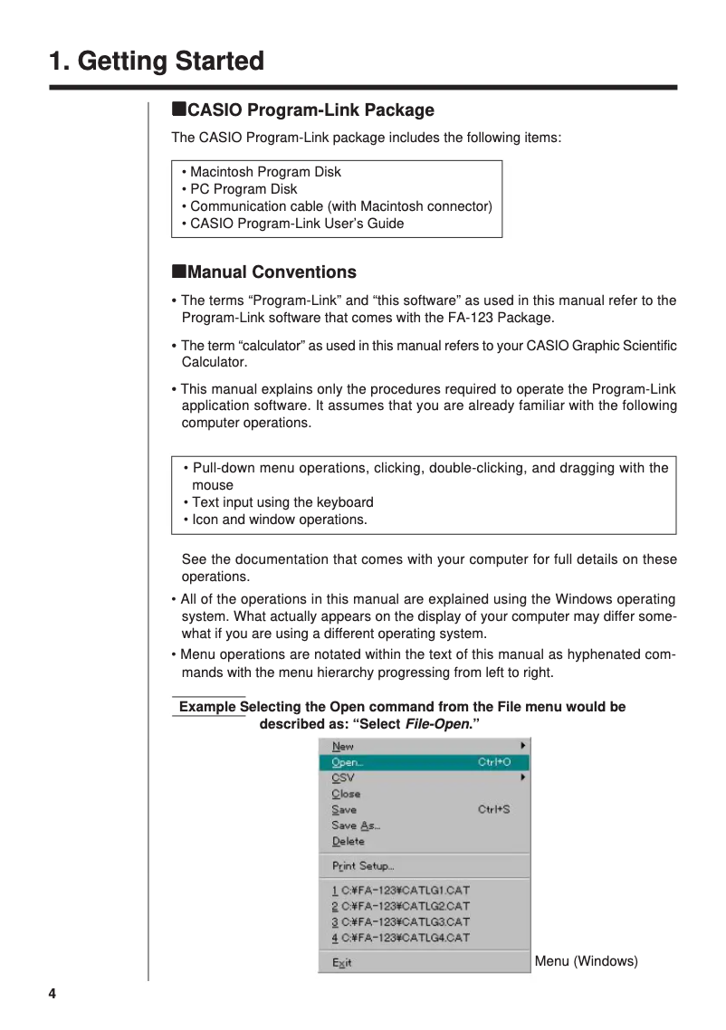 Página 1 del manual Manual de usuario Casio FA-123